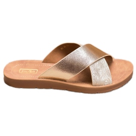 Filippo Pantoufles en cuir écologique brillant doré