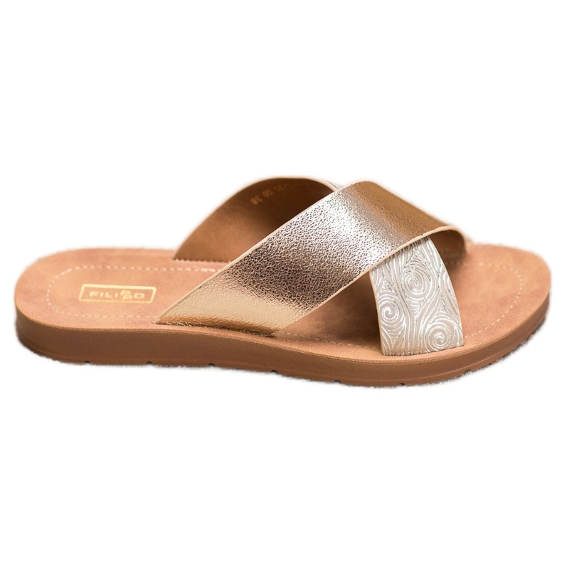 Filippo Pantoufles en cuir écologique brillant d'or Filippo Pantoufles en cuir écologique brillant d'or