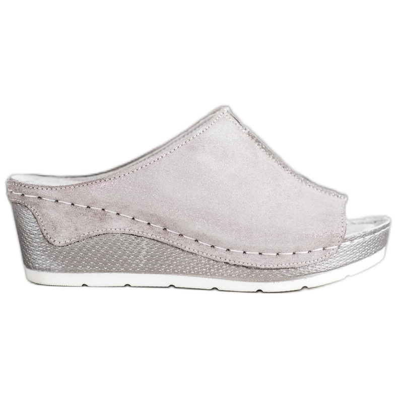 Filippo Pantoufles en cuir argenté gris