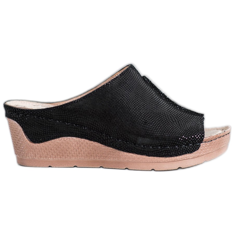 Filippo Pantoufles en cuir noir le noir