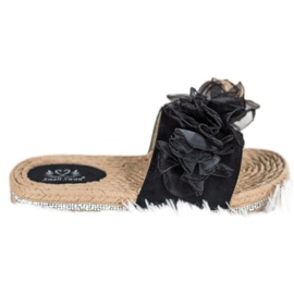 Small Swan Pantoufles Avec Ornement le noir