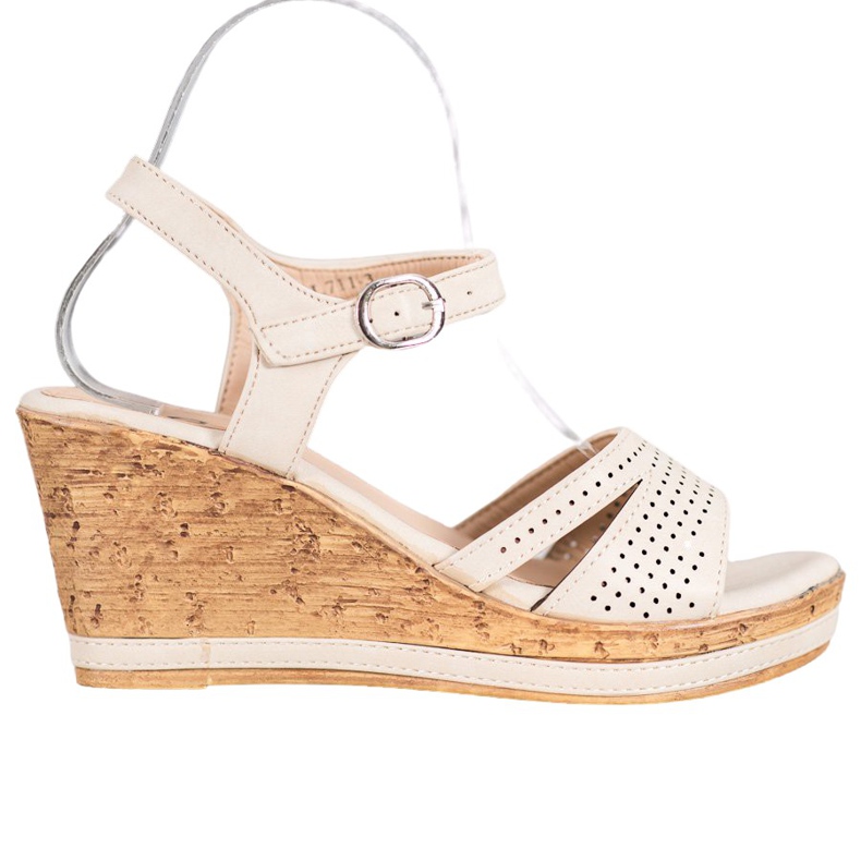 GOLL Sandales compensées en cuir écologique brun