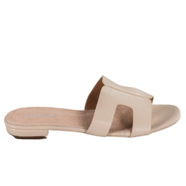 SHELOVET Pantoufles classiques en cuir écologique brun