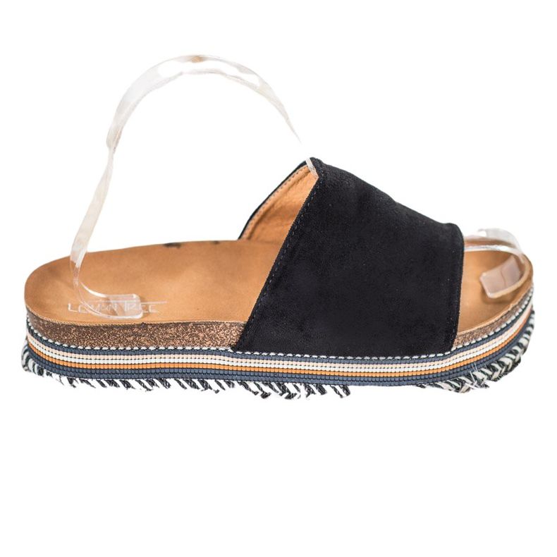 SHELOVET Pantoufles Avec Plateforme Décorative le noir