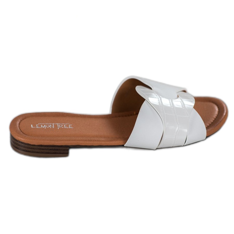 SHELOVET Pantoufles élégantes en cuir écologique blanche SHELOVET Pantoufles élégantes en cuir écologique blanche