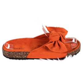 SHELOVET Pantoufles En Daim Avec Nœud orange