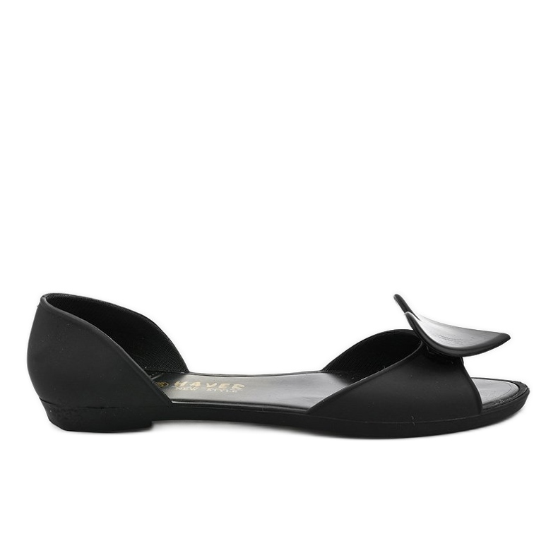 Ballerines en caoutchouc mélisse noire avec un cœur KM121-8 le noir