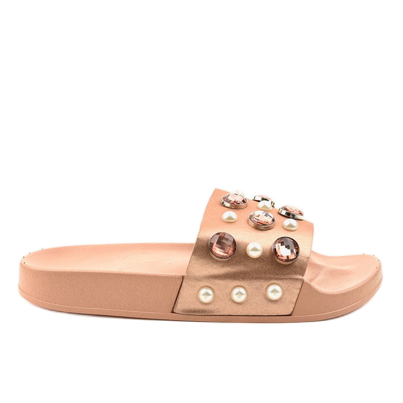 Chaussons roses avec perles H-6567 Chaussons roses avec perles H-6567