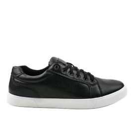 Baskets en cuir écologique pour hommes noires D83701 le noir Baskets en cuir écologique pour hommes noires D83701 le noir