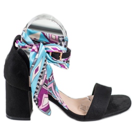 Evento Sandales en daim avec ruban coloré noir multicolore