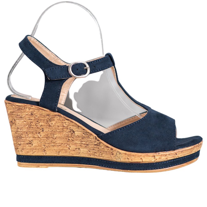 GOLL Chaussures compensées en daim bleu