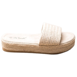 Weide Pantoufles De Paille Sur La Plateforme beige Weide Pantoufles De Paille Sur La Plateforme beige