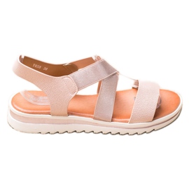 Weide Sandales sur la plate-forme beige doré