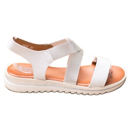 Weide Sandales sur la plate-forme blanc gris