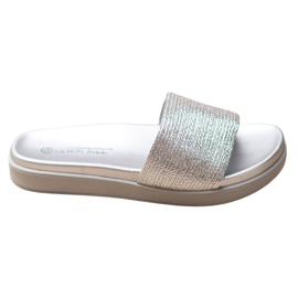 SHELOVET Pantoufles classiques en argent gris