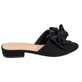 SHELOVET Pantoufles noires sur un talon plat