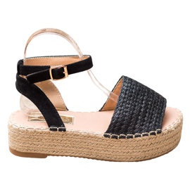 Weide Espadrilles Sandales Sur La Plateforme noir