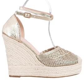 Weide Espadrilles Brillantes Sur Compensée jaune