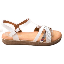 Weide Sandales élégantes en cuir écologique blanc gris
