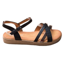 Weide Sandales élégantes en cuir écologique noir