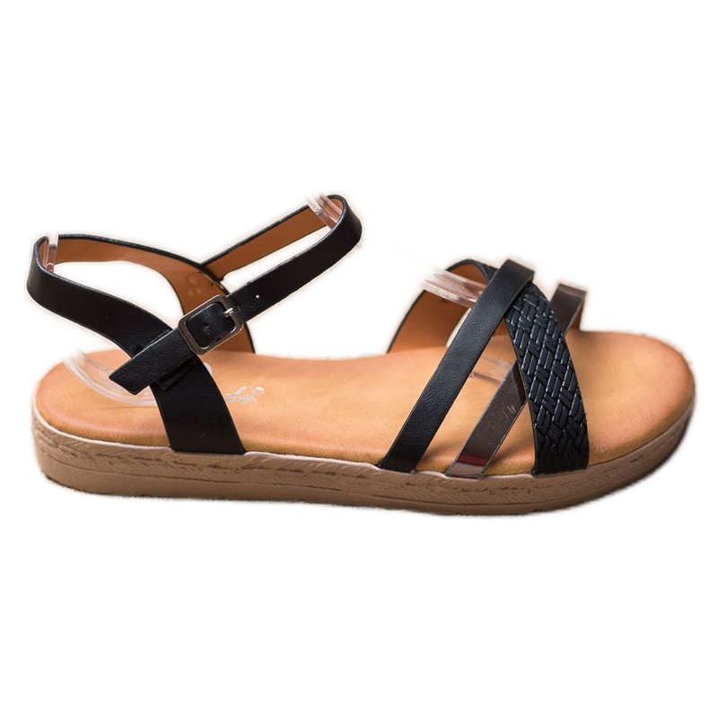 Weide Sandales élégantes en cuir écologique le noir