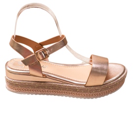 Weide Sandales dorées à plateforme ornée