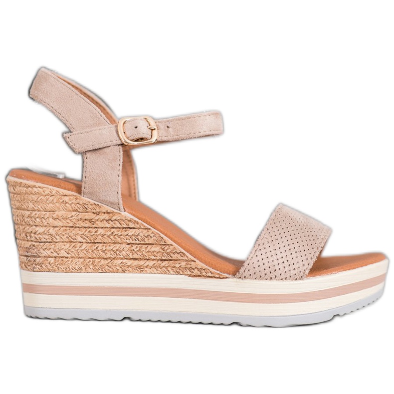 Weide Compensées en daim à la mode beige