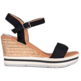 Weide Compensées en daim à la mode noir