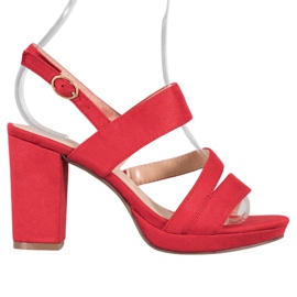 SHELOVET Sandales à talons en daim rouge