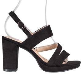 SHELOVET Sandales à talons en daim noir