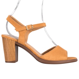 SHELOVET Sandales en daim camel brun