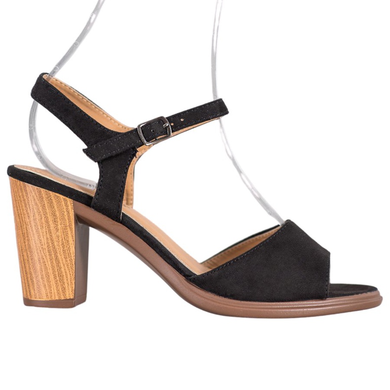 SHELOVET Sandales en daim noires le noir