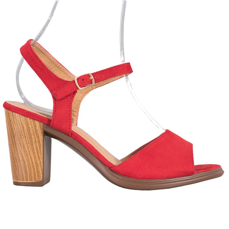 SHELOVET Sandales en daim rouges