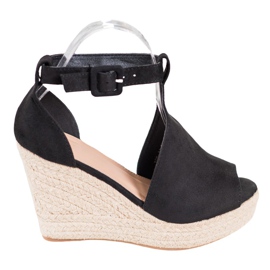 Queen Vivi Compensées en daim noir