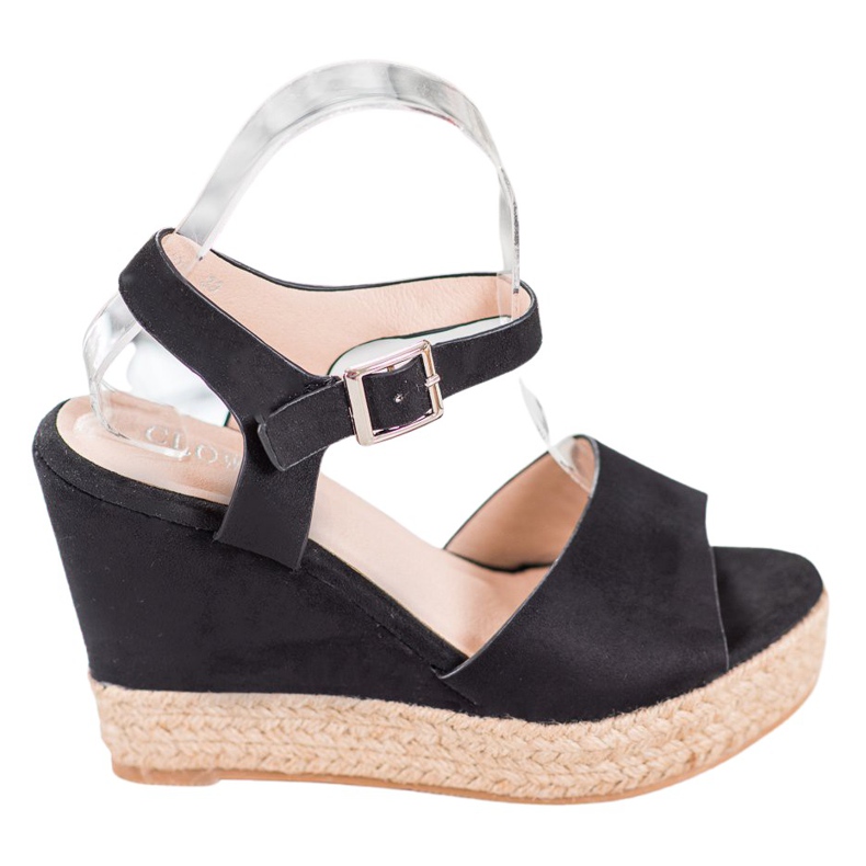 Clowse Sandales noires sur un haut compensé le noir