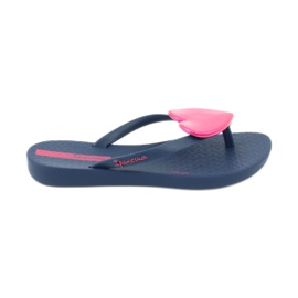 Ipanema Flip bleu marine des filles -flops avec un cœur rose d'ipanème