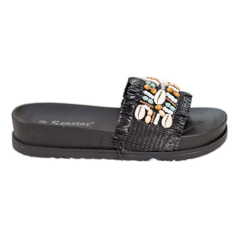 Seastar Chaussons Noirs Avec Coquillages le noir