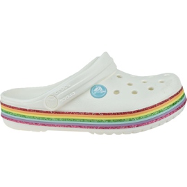 Sabots à paillettes arc-en-ciel Crocs 206151-100 blanc