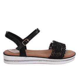 Sandales noires pour femmes 35-197 Noir le noir
