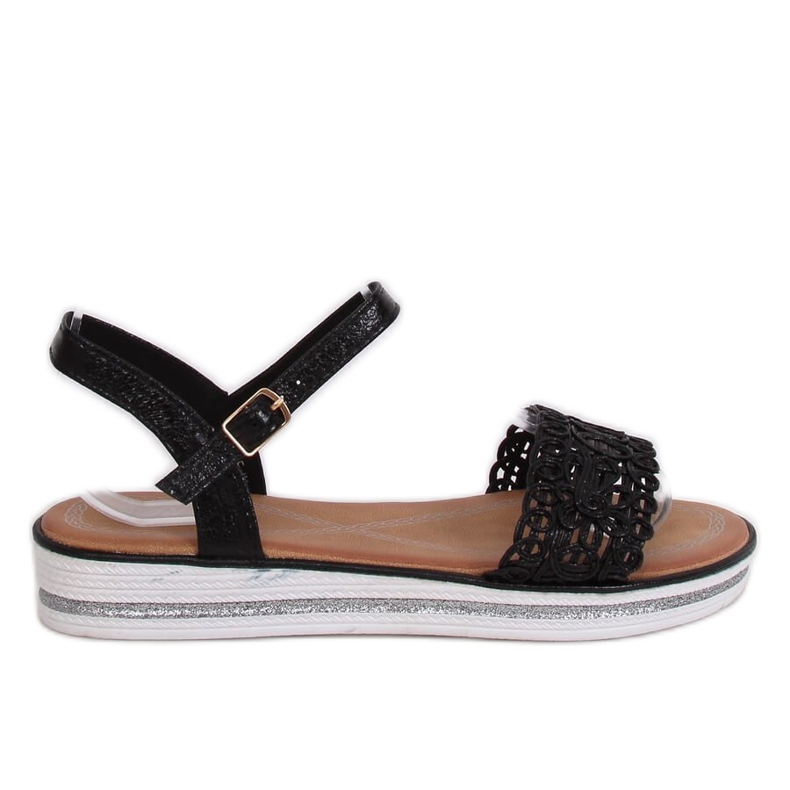 Sandales noires pour femmes 35-197 Noir le noir
