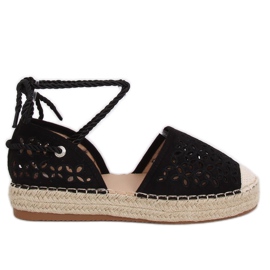 Espadrilles noires nouées sur la cheville G1573 Noir
