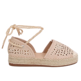 Espadrilles nouées avec une cheville beige G1573 Beige Espadrilles nouées avec une cheville beige G1573 Beige