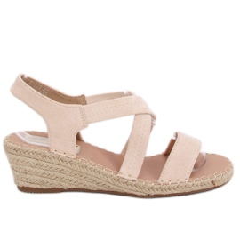 Sandales beiges sur espadrilles compensées S-823 Beige