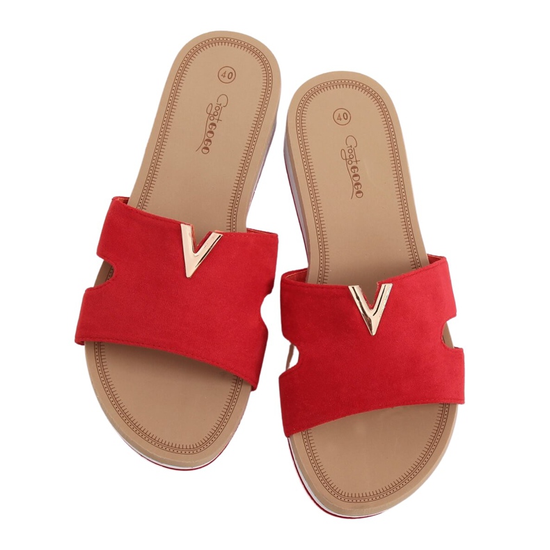 Pantoufles rouges pour femmes G-5035 Rouge