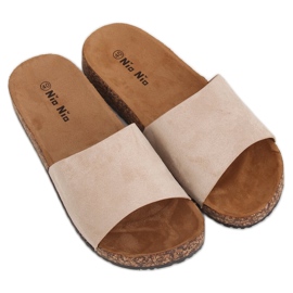 Beige PA-354 Chaussons semelle liège beige