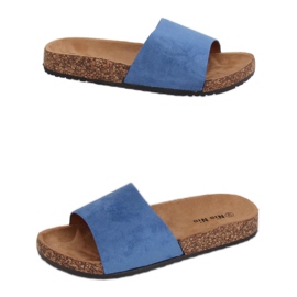 Bleu PA-354 Chaussons semelle liège bleu