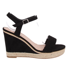 Espadrilles noires sur compensées, noir 100-937SC-1 Noir