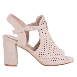 Sandales à talons ajourées beiges LL79 Beige