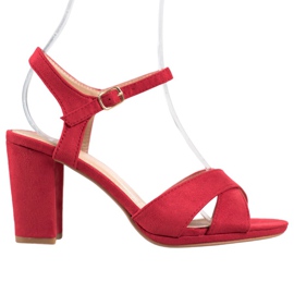SHELOVET Sandales rouges avec daim
