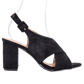 SHELOVET Sandales confortables sur un bar le noir SHELOVET Sandales confortables sur un bar le noir